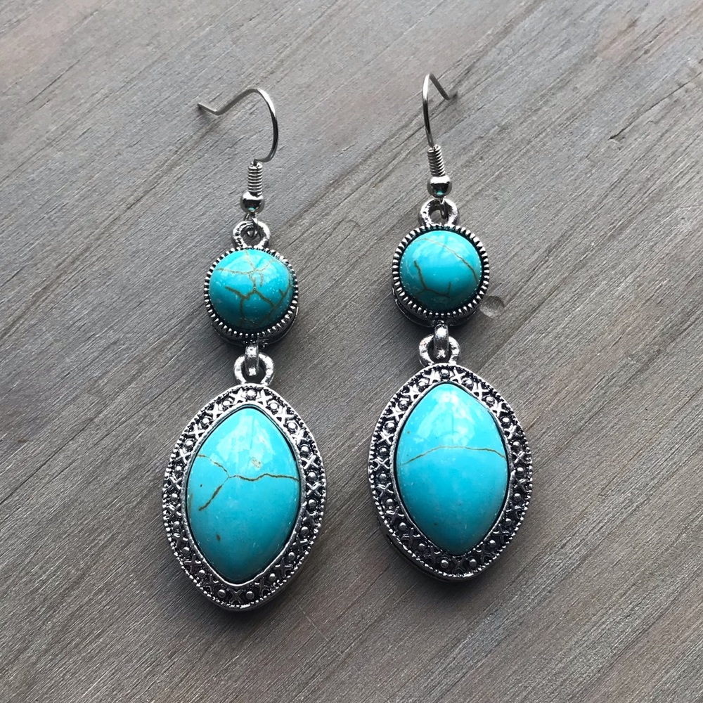 3/$20 Turquoise Resin Drop Earrings